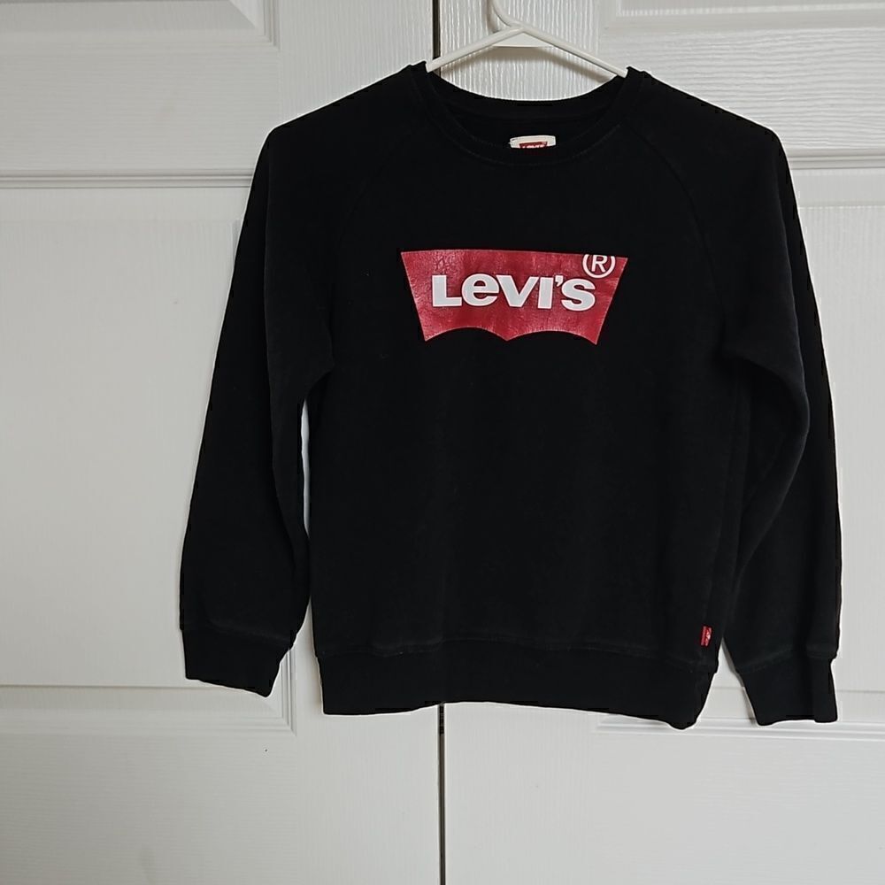 Levi's Girl Signature Logo Long Sleeves Sweater Large 10/12 Years Old Black/Red